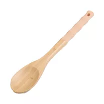 Szilikon nyelű fa főzőkanál 30 cm bézs