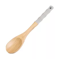 Szilikon nyelű fa főzőkanál 30 cm szürke
