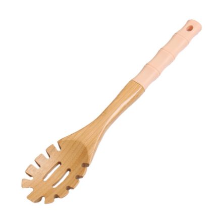Szilikon nyelű fa tésztakanál 31 cm bézs