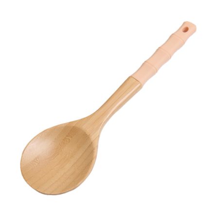 Szilikon nyelű fa merőkanál 31 cm bézs