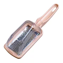   Rozsdamentes acél kézi konyhai reszelő tároló dobozzal bézs