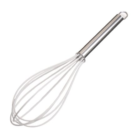 Rozsdamentes acél nyelű szilikon habverő 24 cm szürke