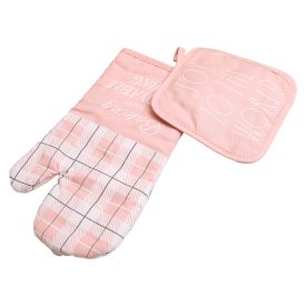 Hőálló edényfogó kesztyű és alátét szett bézs