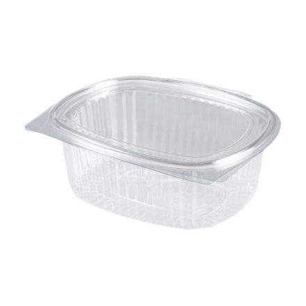Oval Hinged lid container ps 750ml víztiszta