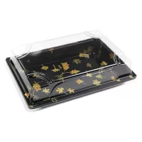  Műanyag Sushi Tálca Tetővel 25x18x5 cm fekete