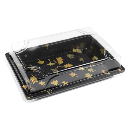  Műanyag Sushi Tálca Tetővel 25x18x5 cm fekete