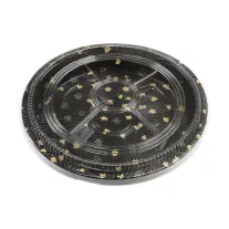  Műanyag Sushi kerek Tálca Tetővel 32 cm fekete