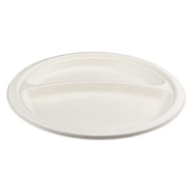 Papír Tányér 2 részes (Cukornád) 22.5 cm Fehér