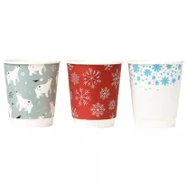 Forraltboros papírpohár duplafalú 300 ml vegyes mintás